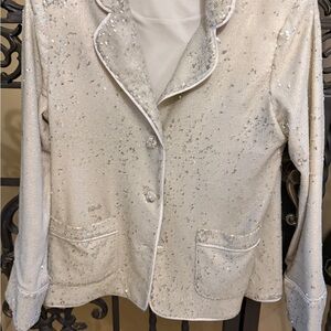 Alexis Cream Sequin-Embellished Blazer